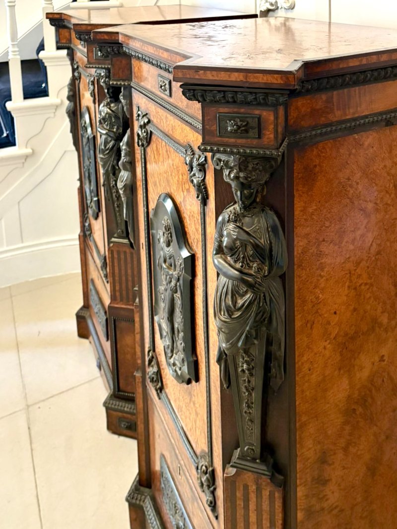 Exhibition Quality Pair of Antique Victorian Amboyna and Carved Ebony Pedestals - Image 16